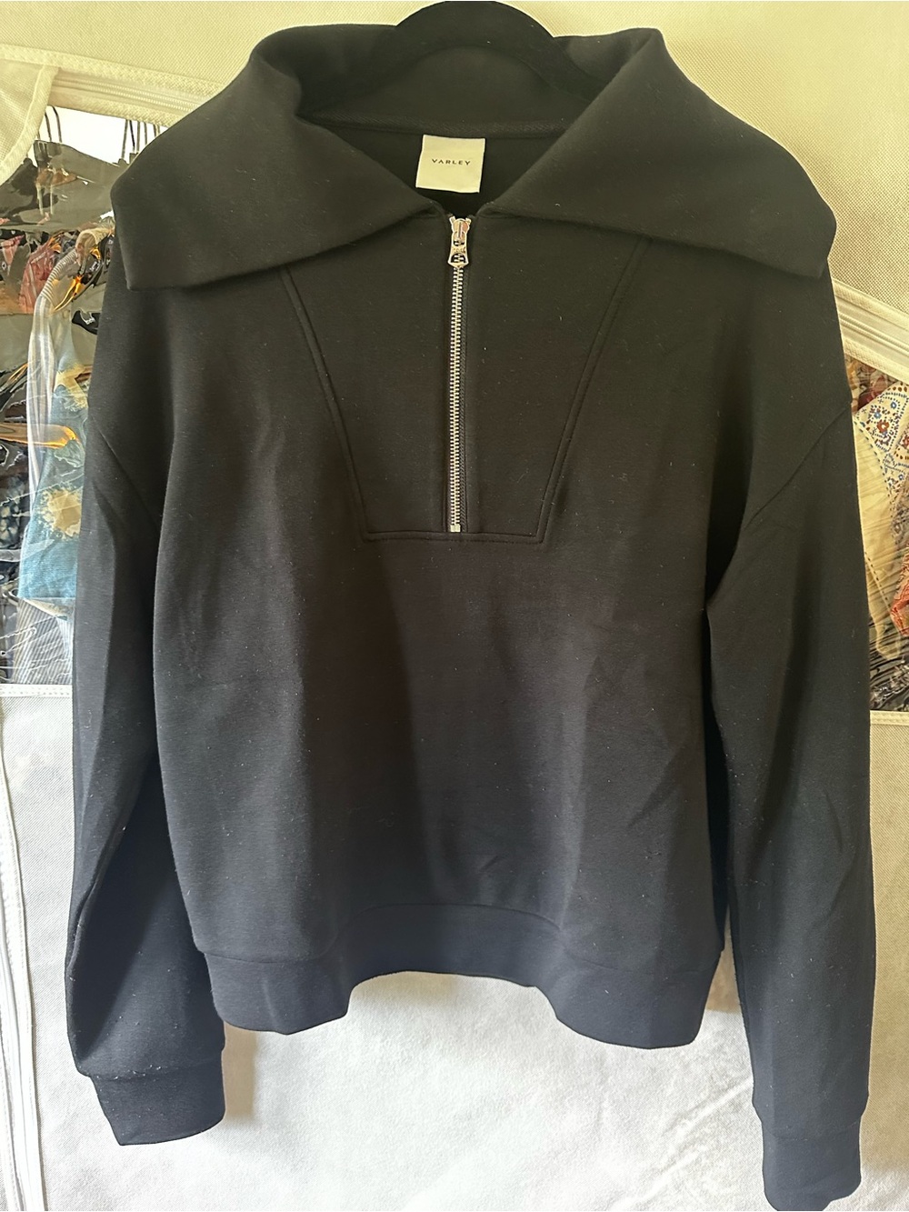 Varley DoubleSoft Black Yates Half-Zip Pullover Size Medium